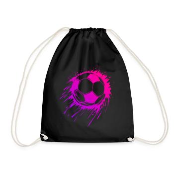 Pink Fußball Frauenfußball Mädchen Fußball - Turnbeutel - Schwarz - Vorne