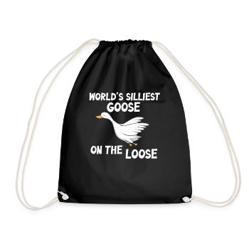 Worlds Silliest Goose On The Loose - Drawstring Bag - black - Front