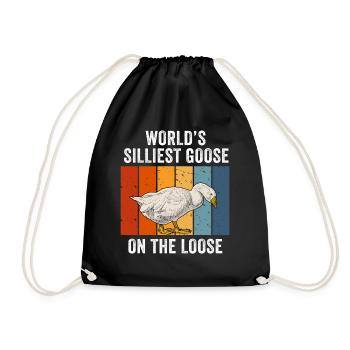 Worlds Silliest Goose On The Loose - Drawstring Bag - black - Front