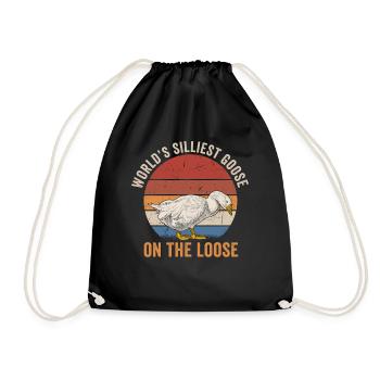 Worlds Silliest Goose On The Loose - Drawstring Bag - black - Front