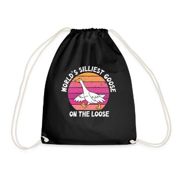 Worlds Silliest Goose On The Loose - Drawstring Bag - black - Front