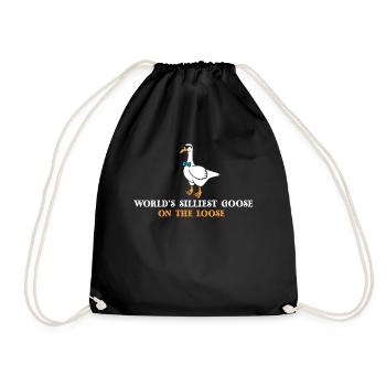 Worlds Silliest Goose On The Loose - Drawstring Bag - black - Front