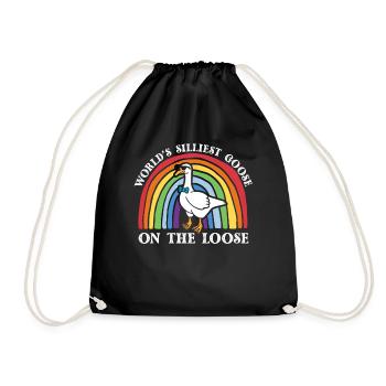Worlds Silliest Goose On The Loose - Drawstring Bag - black - Front