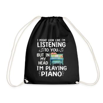 I Might Look Like I Am Listening Piano - Drawstring Bag - black - Front