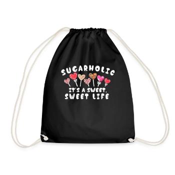 Sugarholic Sweets Sugar Candy Enthusiast - Drawstring Bag - black - Front
