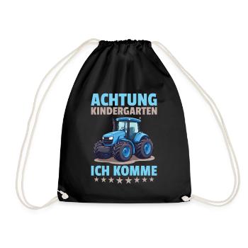 Attention kindergarten I'm coming farmer tractor - Drawstring Bag - black - Front