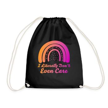 I Literally Cant Even Care - Drawstring Bag - black - Front