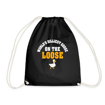 Worlds Silliest Goose On The Loose - Drawstring Bag - black - Front