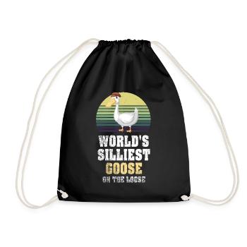Worlds Silliest Goose On The Loose - Drawstring Bag - black - Front