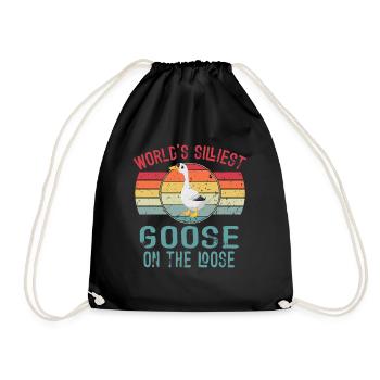 Worlds Silliest Goose On The Loose - Drawstring Bag - black - Front