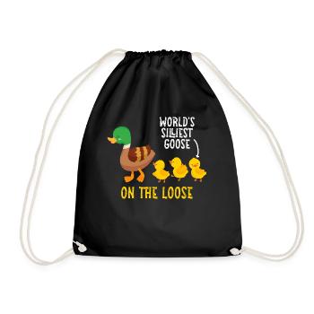 Worlds Silliest Goose On The Loose - Drawstring Bag - black - Front