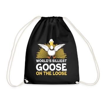 Worlds Silliest Goose On The Loose - Drawstring Bag - black - Front