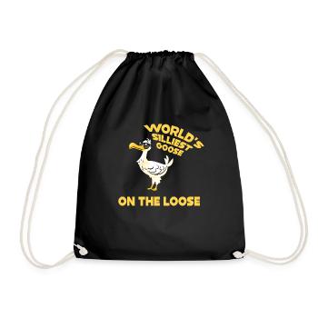 Worlds Silliest Goose On The Loose - Drawstring Bag - black - Front