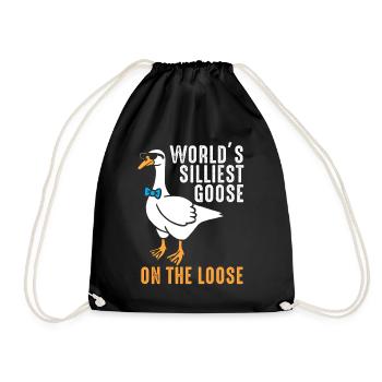 Worlds Silliest Goose On The Loose - Drawstring Bag - black - Front