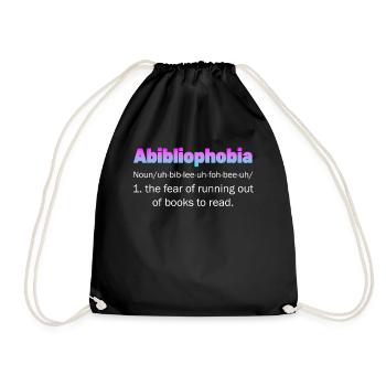 Abibliophobia Bookworm Reading Books - Drawstring Bag - black - Front