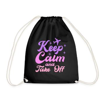 Keep Calm And Take Off Fun Vacation - Drawstring Bag - black - Front
