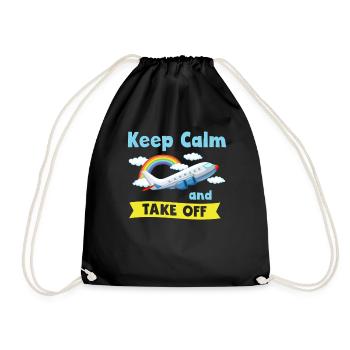 Keep Calm And Take Off Fun Vacation - Drawstring Bag - black - Front