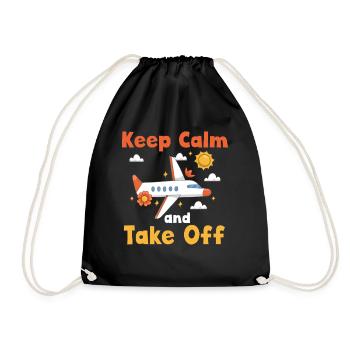 Keep Calm And Take Off Fun Vacation - Drawstring Bag - black - Front