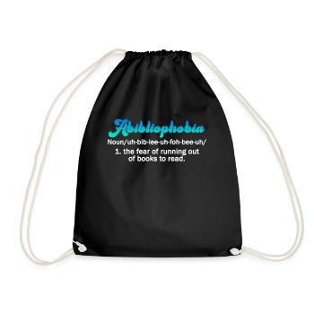 Abibliophobia Bookworm Reading Books - Drawstring Bag - black - Front