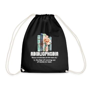 Abibliophobia Bookworm Reading Books - Drawstring Bag - black - Front