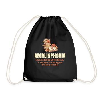 Abibliophobia Bookworm Reading Books - Drawstring Bag - black - Front