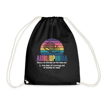 Abibliophobia Bookworm Reading Books - Drawstring Bag - black - Front