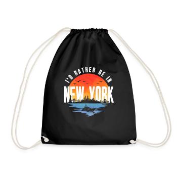 I'd Rather Be In New York Skyline Sunset - Drawstring Bag - black - Front