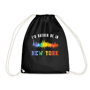 I'd Rather Be In New York Skyline - Drawstring Bag - black - Front