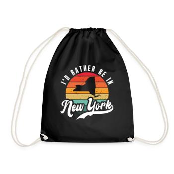 I'd Rather Be In New York Dreaming of - Drawstring Bag - black - Front
