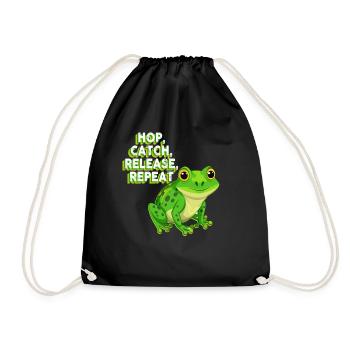 Hop Catch Release Repeat Frosch Humor - Turnbeutel - Schwarz - Vorne