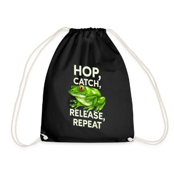 Hop Catch Release Repeat Frosch Humor - Turnbeutel - Schwarz - Vorne