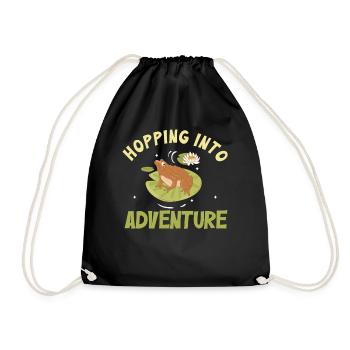 Hopping Into Adventure Frogs Nature Joy - Drawstring Bag - black - Front