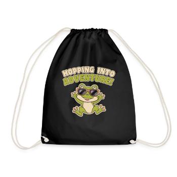 Hopping Into Adventure Frogs Nature Joy - Drawstring Bag - black - Front