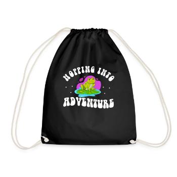 Hopping Into Adventure Frogs Nature Joy - Drawstring Bag - black - Front