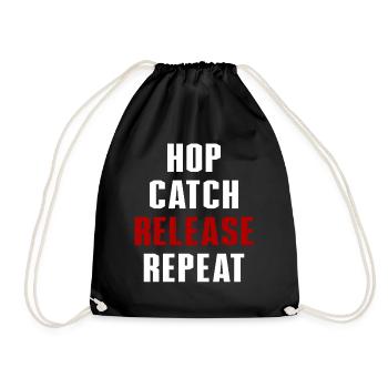 Hop Catch Release Repeat Frosch Humor - Turnbeutel - Schwarz - Vorne