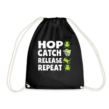 Hop Catch Release Repeat Frosch Humor - Turnbeutel - Schwarz - Vorne