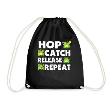 Hop Catch Release Repeat Frosch Humor - Turnbeutel - Schwarz - Vorne