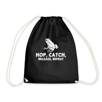 Hop Catch Release Repeat Frosch Humor - Turnbeutel - Schwarz - Vorne