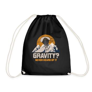 Hilarious Paramotor Gravity Meme - Drawstring Bag - black - Front