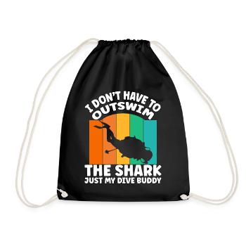 Funny Scuba Diving – Outswim the Shark Quote - Turnbeutel - Schwarz - Vorne