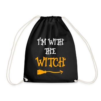 I'm With The Witch Halloween Fun - Drawstring Bag - black - Front