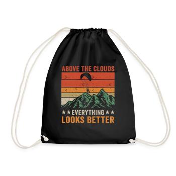 Above The Clouds Paramotor Enthusiast - Drawstring Bag - black - Front