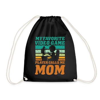 My favorite Video Game player calls me Mom - Drawstring Bag - black - Front