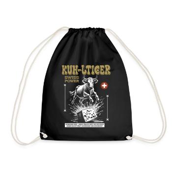 Swiss Cheese Shirt: Kuh, Kraft & Käse-Explosion - Turnbeutel - Schwarz - Vorne
