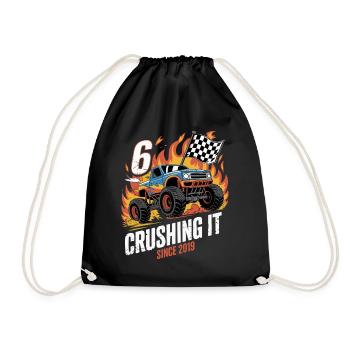 6. Geburtstag Monstertruck – Crushing It 2019 - Turnbeutel - Schwarz - Vorne
