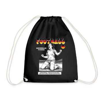 Deutscher Frauenfußball Shirt: Technik mit Herz - Turnbeutel - Schwarz - Vorne
