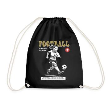 Swiss Women's Football Shirt: Emotion on the Ball - Drawstring Bag - black - Front