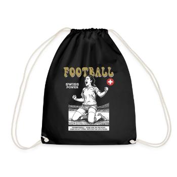 Swiss Fußballspielerin Shirt: Taktik und Timing - Turnbeutel - Schwarz - Vorne