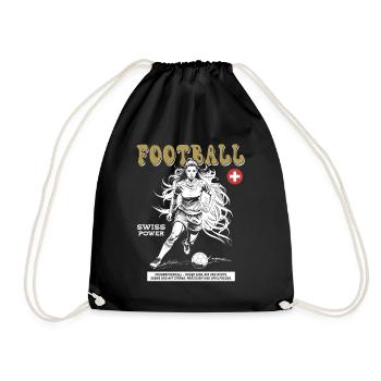 Frauenfußball Shirt Schweiz: Mut im Zweikampf - Turnbeutel - Schwarz - Vorne