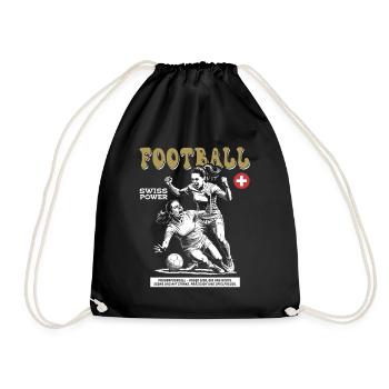 Einsatz mit Herz: Schweizer Frauenfußball Shirt - Turnbeutel - Schwarz - Vorne